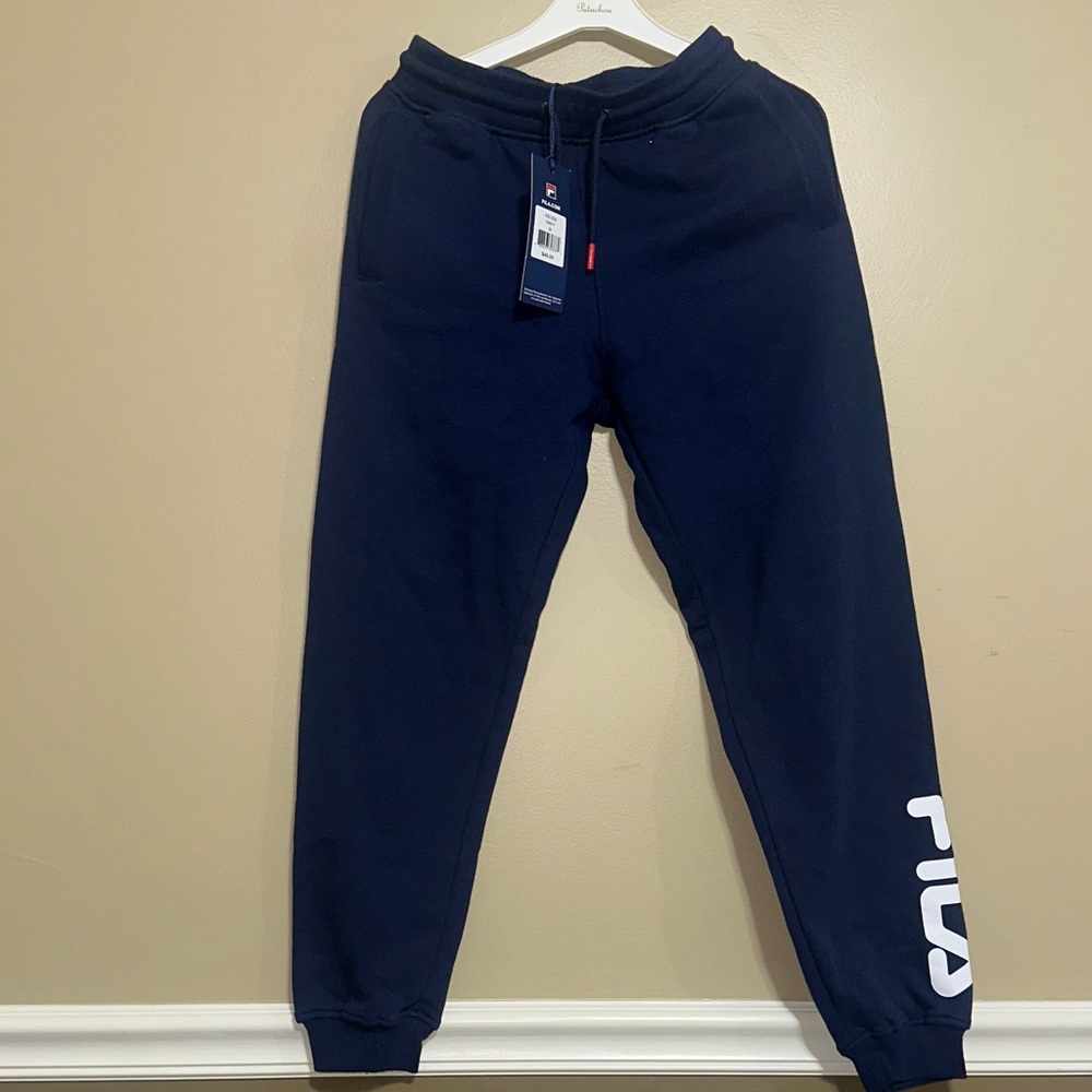 Fila Dark Blue Joggers with Logo Accent